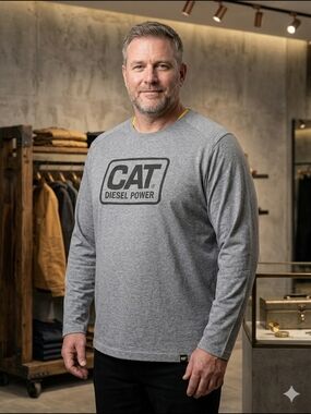 CAT Diesel Power Gray Long Sleeve Tee